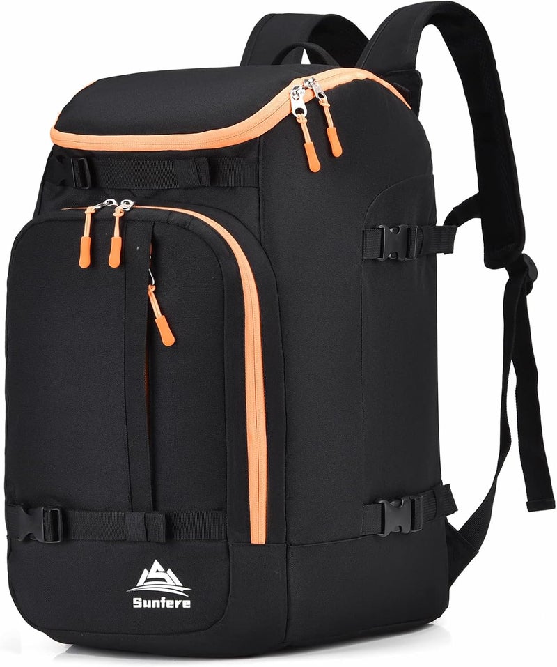 FeedMoo Ski Boot Bag Black Cooler Backpack 50L Waterproof Snowboard Travel Luggage Snow Bags for Youth Men Ski Helmet Goggles Gloves Skiing Gear Accessories - Image 1